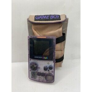 Nintendo Game Boy Color System CGB-001  Clear Atomic Purple W Vtg Carrying Case￼